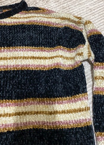 Çizgili Bohem Kadın Triko Kazak - Görsel 6