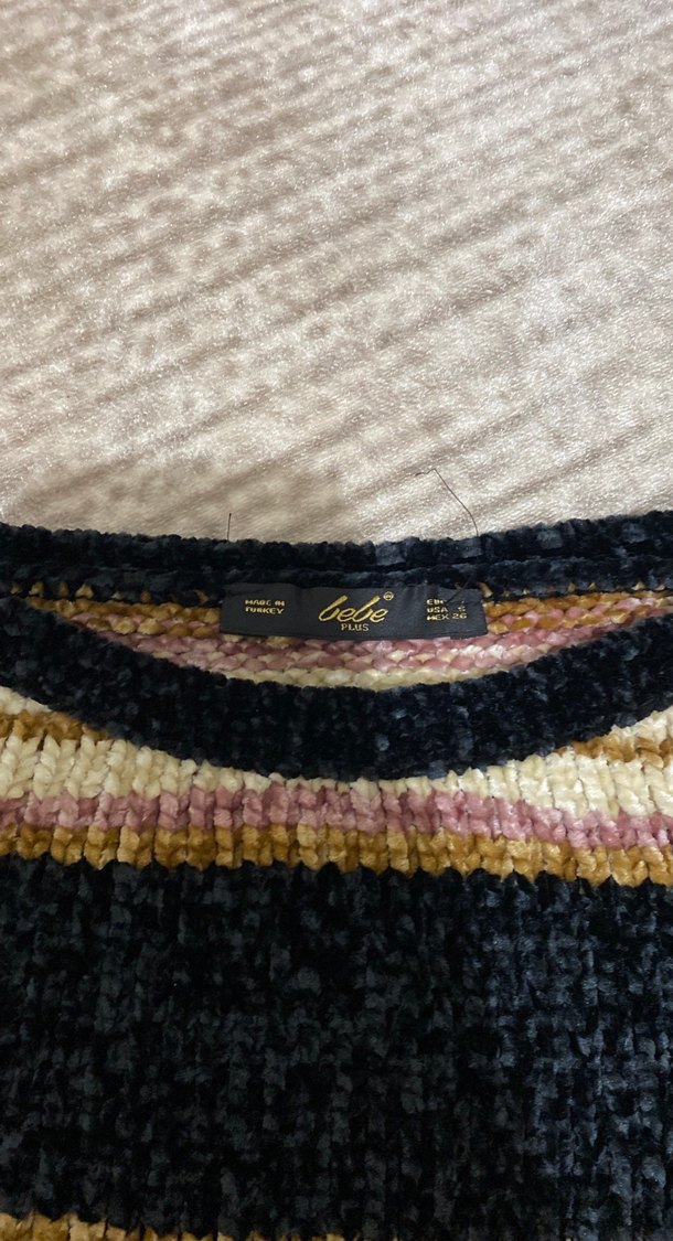 Çizgili Bohem Kadın Triko Kazak - Görsel 5