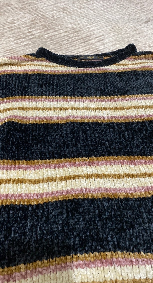 Çizgili Bohem Kadın Triko Kazak - Görsel 2