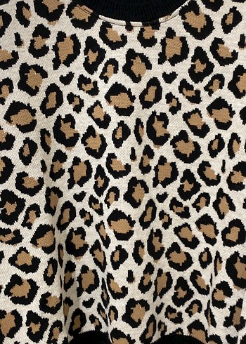 Kahverengi Leopar Desenli Uzun Kollu Kadın triko takım - Görsel 2