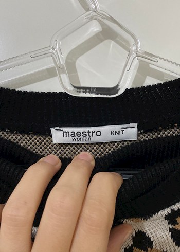 Kahverengi Leopar Desenli Uzun Kollu Kadın triko takım - Görsel 4