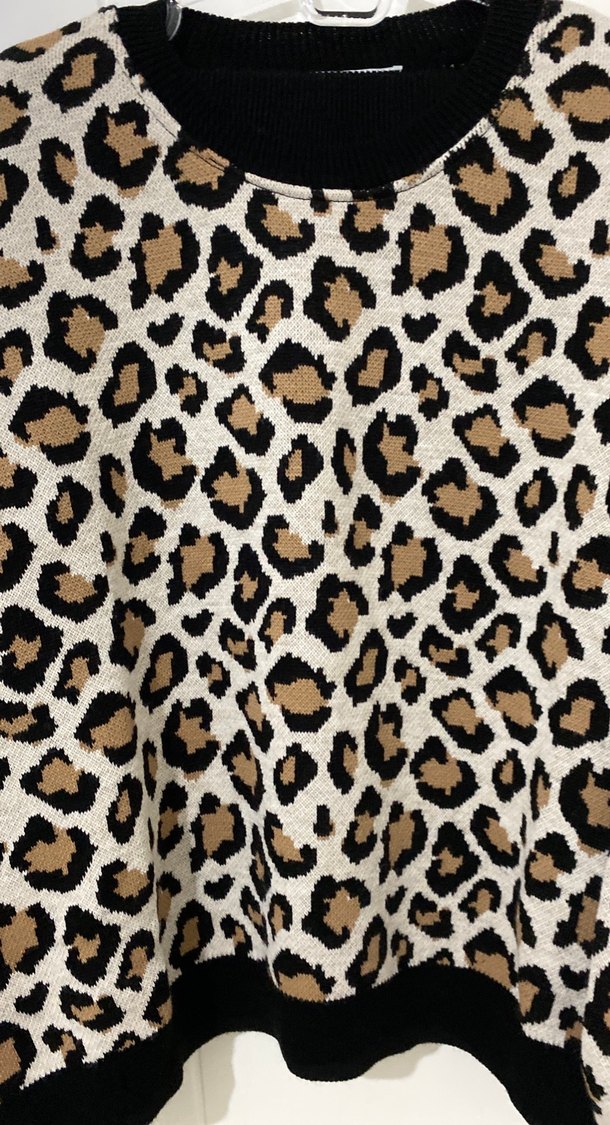 Kahverengi Leopar Desenli Uzun Kollu Kadın triko takım - Görsel 2