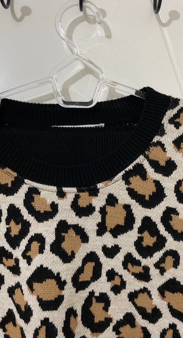 Kahverengi Leopar Desenli Uzun Kollu Kadın triko takım - Görsel 3