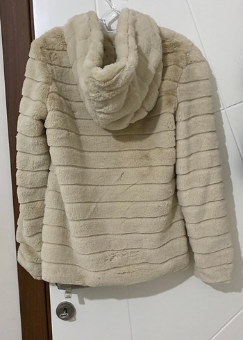 Bej Peluş Midi Kadın kürk - Görsel 6