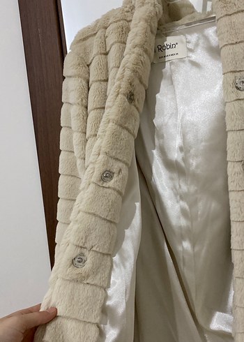 Bej Peluş Midi Kadın kürk - Görsel 2