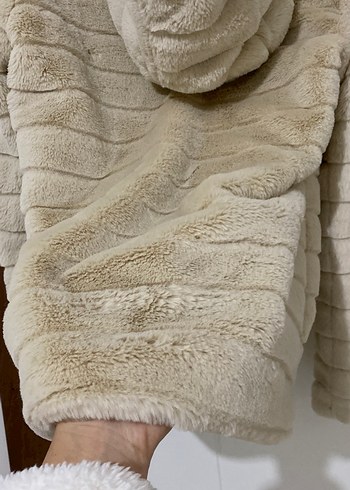 Bej Peluş Midi Kadın kürk - Görsel 7