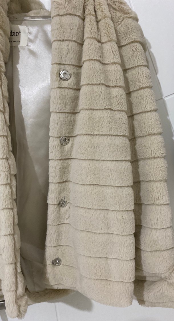 Bej Peluş Midi Kadın kürk - Görsel 5