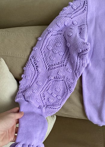Mor Bohem Uzun Kollu Triko Kazak - Görsel 3