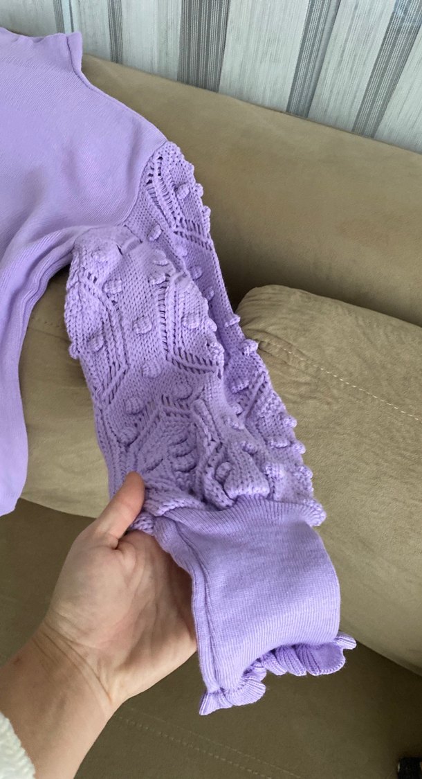 Mor Bohem Uzun Kollu Triko Kazak - Görsel 5