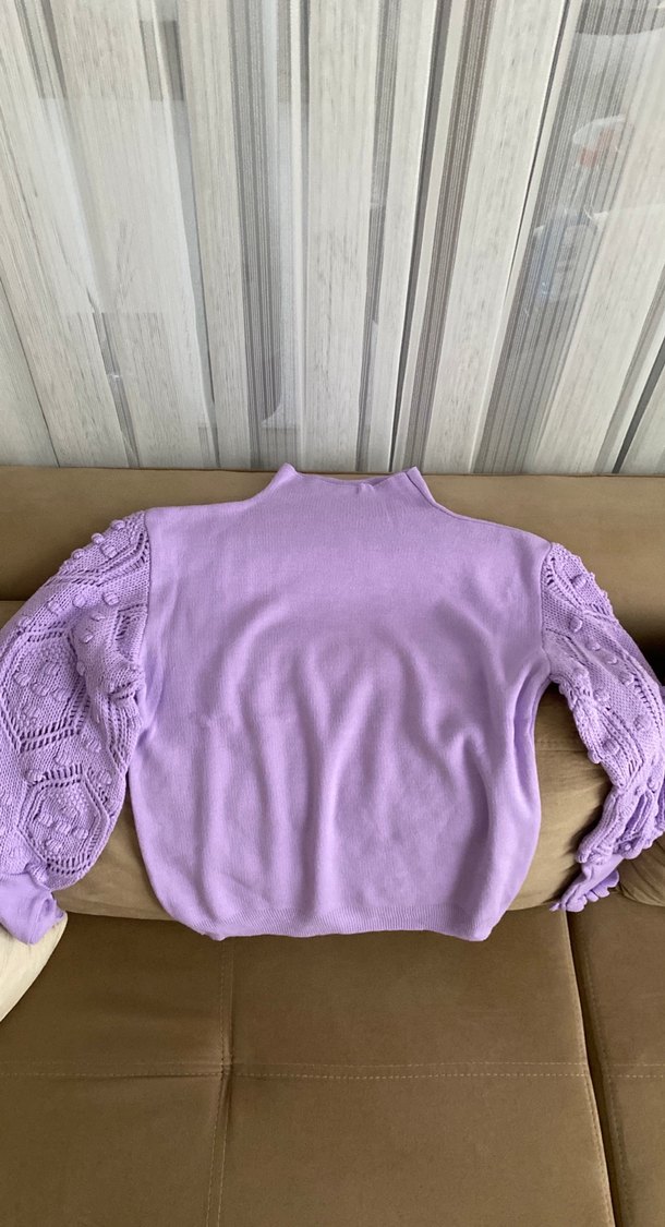 Mor Bohem Uzun Kollu Triko Kazak - Görsel 2