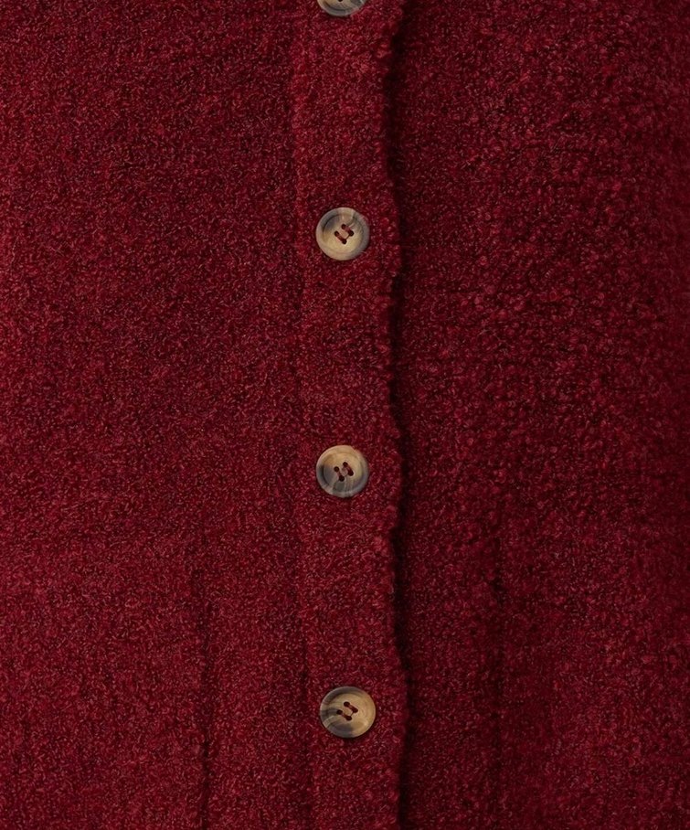 Düğmeli Bordo Kadın Hırka - Görsel 4