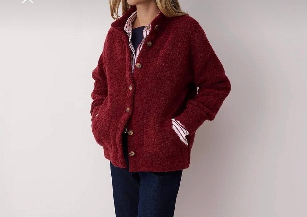 Düğmeli Bordo Kadın Hırka - Görsel 2