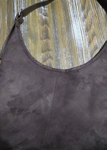 Kahverengi Süet Tokalı Kadın Çanta - Görsel 5