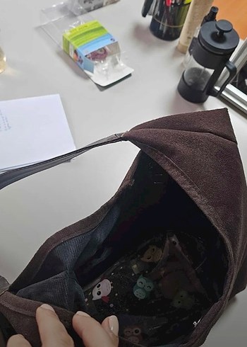 Kahverengi Süet Tokalı Kadın Çanta - Görsel 4