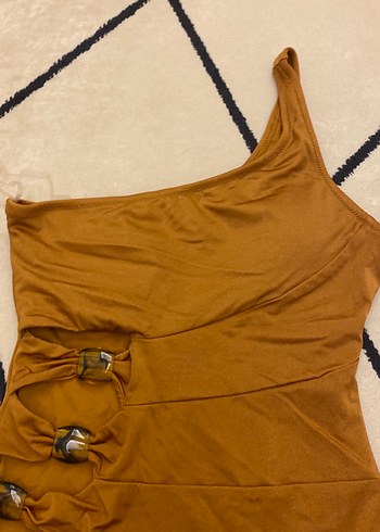 36 Beden Turuncu Asimetrik Tek Omuzlu Mayo