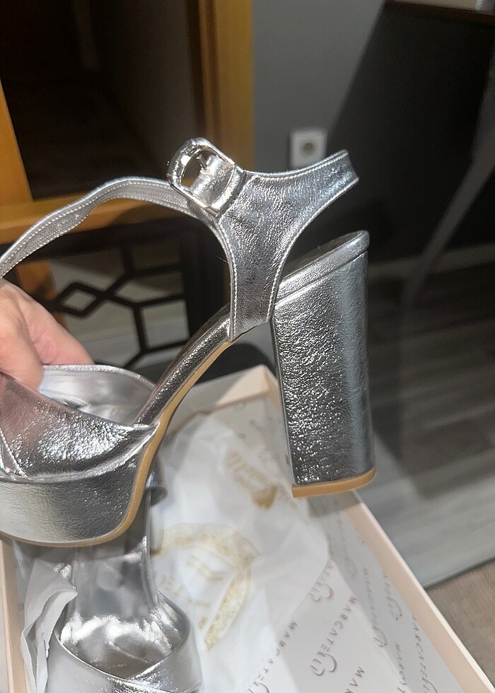 Marcatelli kalın topuk platform ayakkabı (gelin ayakkabısı) - Görsel 2