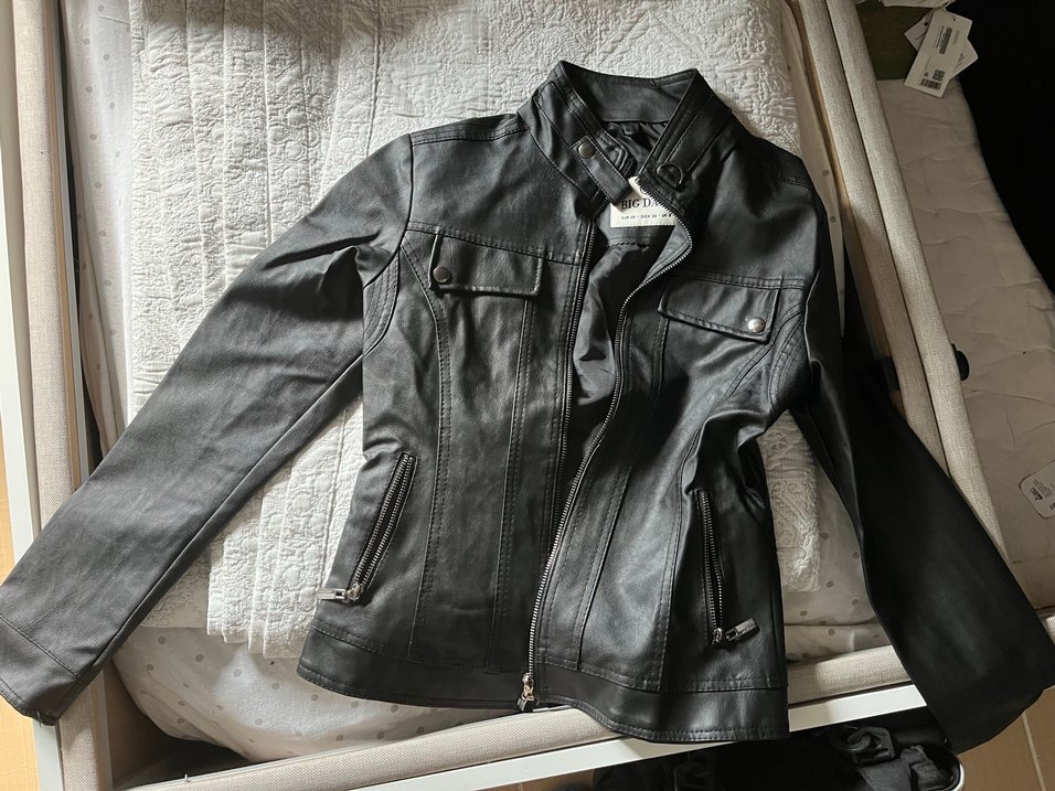 Kadın Siyah Deri Biker Ceket - Görsel 4