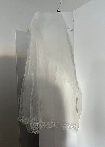 Dantel İşlemeli V Yaka Beyaz A Kesim Gelinlik - Görsel 12