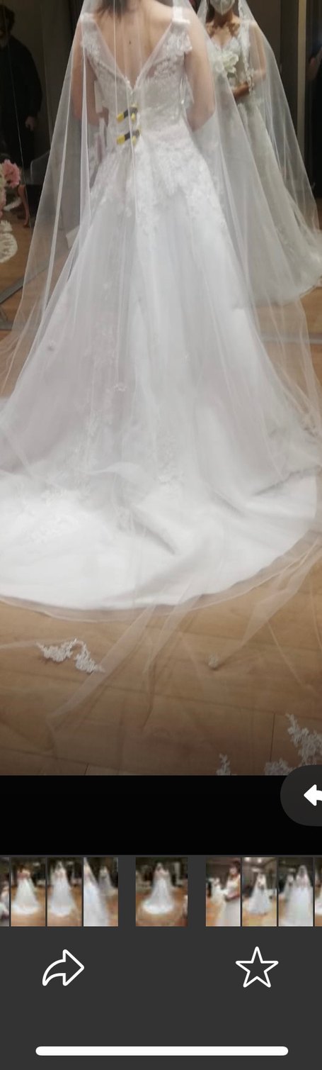 Dantel İşlemeli V Yaka Beyaz A Kesim Gelinlik - Görsel 4