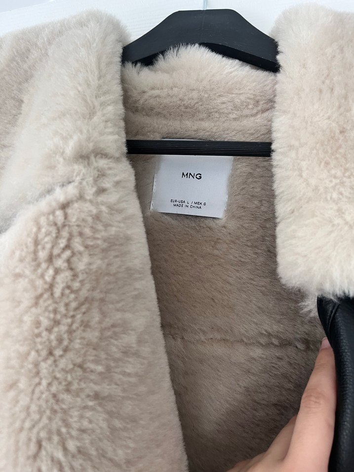 Bej Kürklü Gri Deri Biker Ceket - Görsel 3