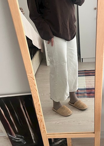 Bej Midi Kadın Kot Pantolon - Görsel 2