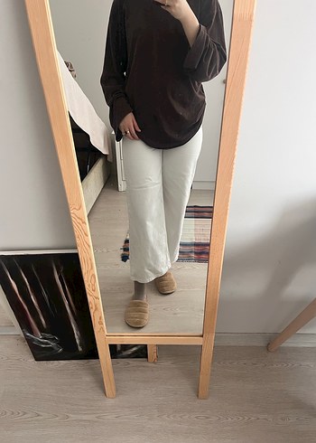 Bej Midi Kadın Kot Pantolon - Görsel 3