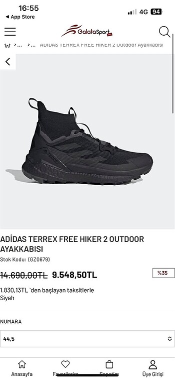 42.5 Beden siyah Renk Adidas terrex
