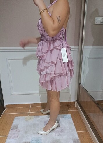 s Beden mor Renk Gece elbisesi mini