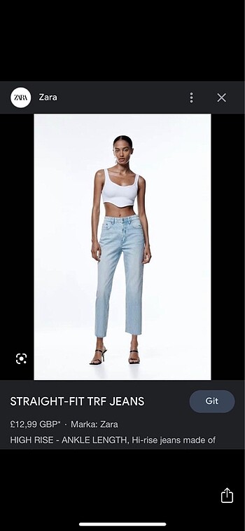 ZARA ORJINAL STRAIGHT FIT 32 Beden