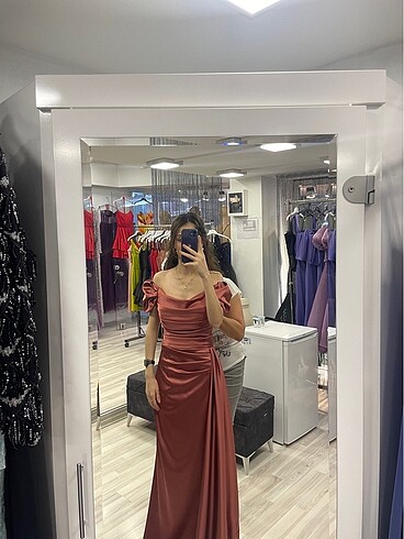 xs Beden turuncu Renk Abiye şık elbise