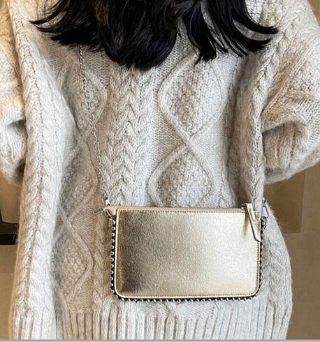  Beden zara model gümüş renk çanta