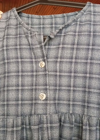 Gri Ekoseli Uzun Kollu Hamile Gecelik - Görsel 3