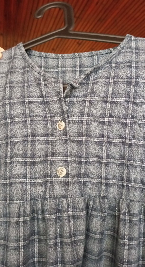 Gri Ekoseli Uzun Kollu Hamile Gecelik - Görsel 3