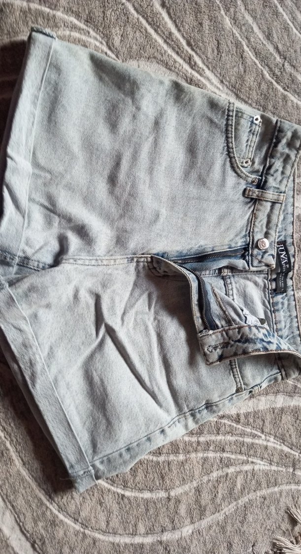 Kadın açık mavi Mini Jean Şort - Görsel 2