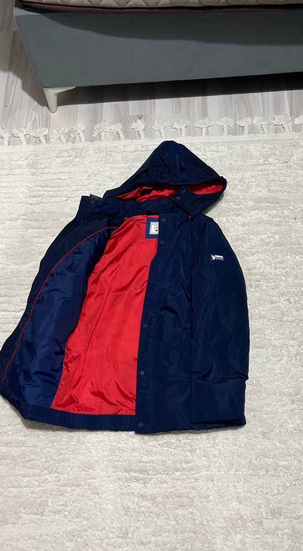 Erkek Lacivert Kapüşonlu Düğmeli Mont - Görsel 4