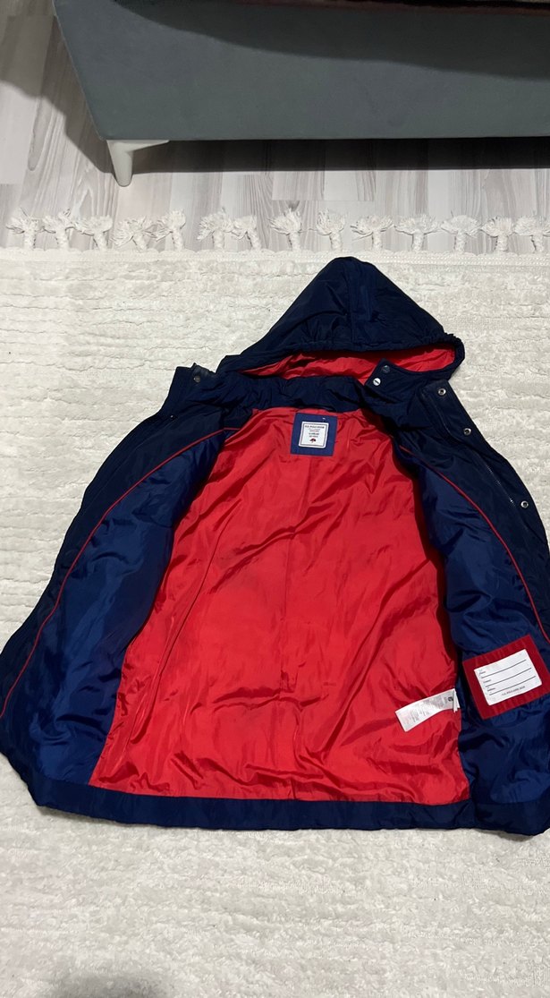 Erkek Lacivert Kapüşonlu Düğmeli Mont - Görsel 2