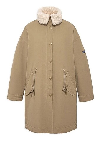MAVİ suni kürk detaylı haki parka regular fit normal kesim 