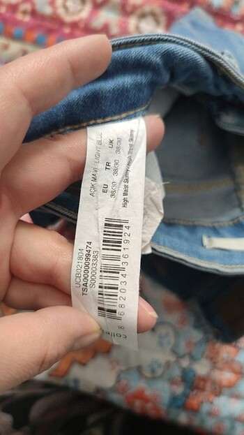 28 Beden mavi Renk Ekstra yüksek bel pantolon 