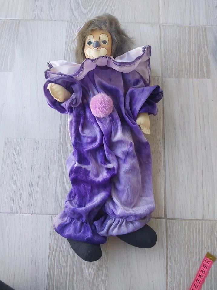 Porselen Mor Palyaço Figürin - Görsel 3