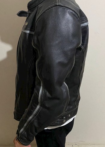 Siyah Deri Biker Ceket - Andes - Görsel 3