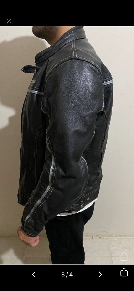 Siyah Deri Biker Ceket - Andes - Görsel 3