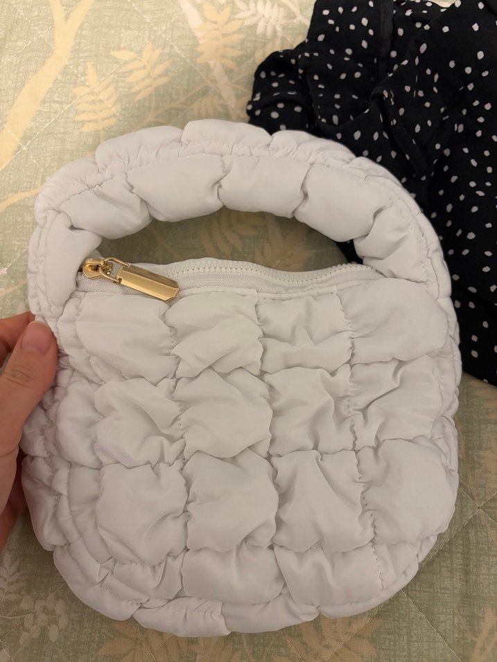 Beyaz Fermuarlı Kadın Omuz Çantası - Görsel 3