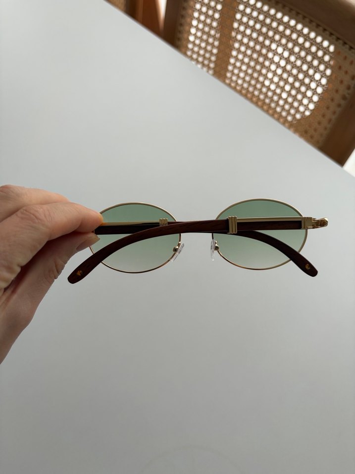 Bej Transparan Yuvarlak Kadın Güneş Gözlüğü - Görsel 2