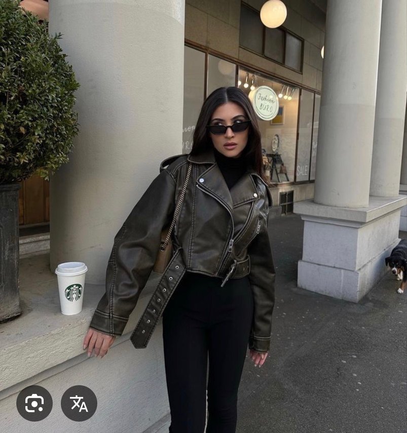 Kemer Detaylı Gri Deri Kadın Ceket - Görsel 3