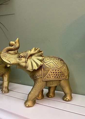 17x23 cm Parlak Altın Fil Biblo Seti - Görsel 3