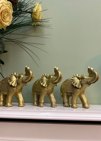 17x23 cm Parlak Altın Fil Biblo Seti - Görsel 5