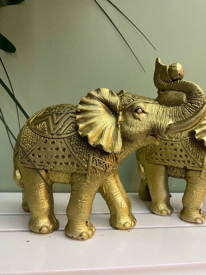 17x23 cm Parlak Altın Fil Biblo Seti - Görsel 2