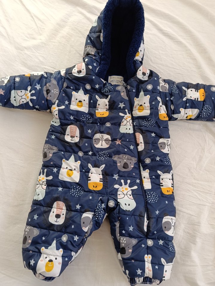 Renkli Baskılı Mavi Bebek Tulumu astronot tulum kalın - Görsel 3