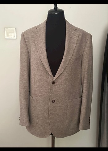 Bej Süet Erkek Ceket, Normal Boy, Gömlek Yaka, kaşmir - Görsel 2