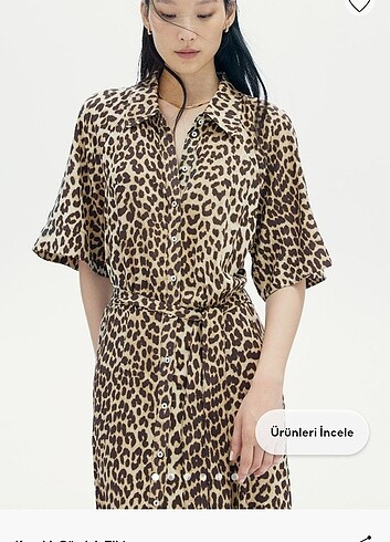s Beden çeşitli Renk H&M Leopar Desenli Viskoz Elbise